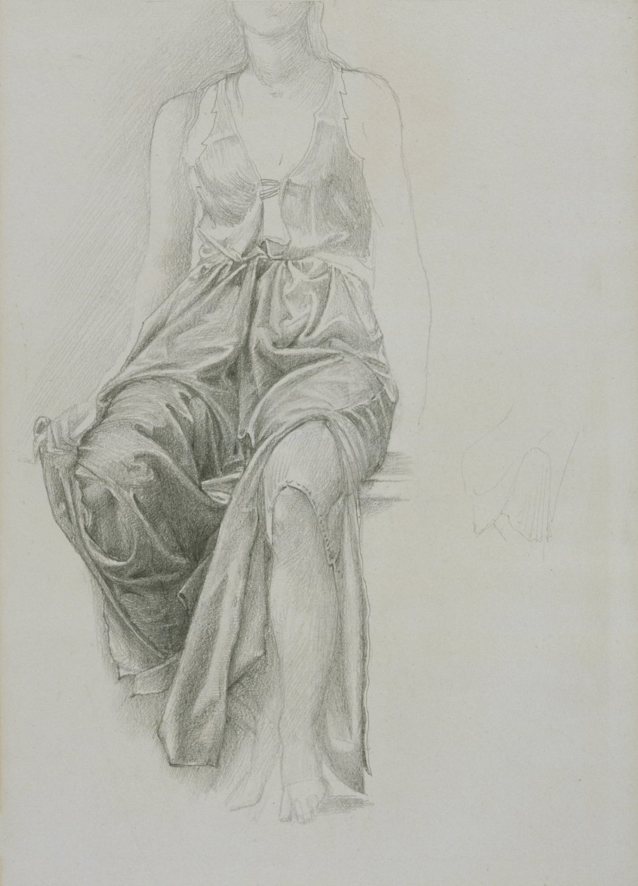 Estudo de drapeado para "King Cophetua", c.1883 (grafite sobre papel) de Edward Coley Burne Jones