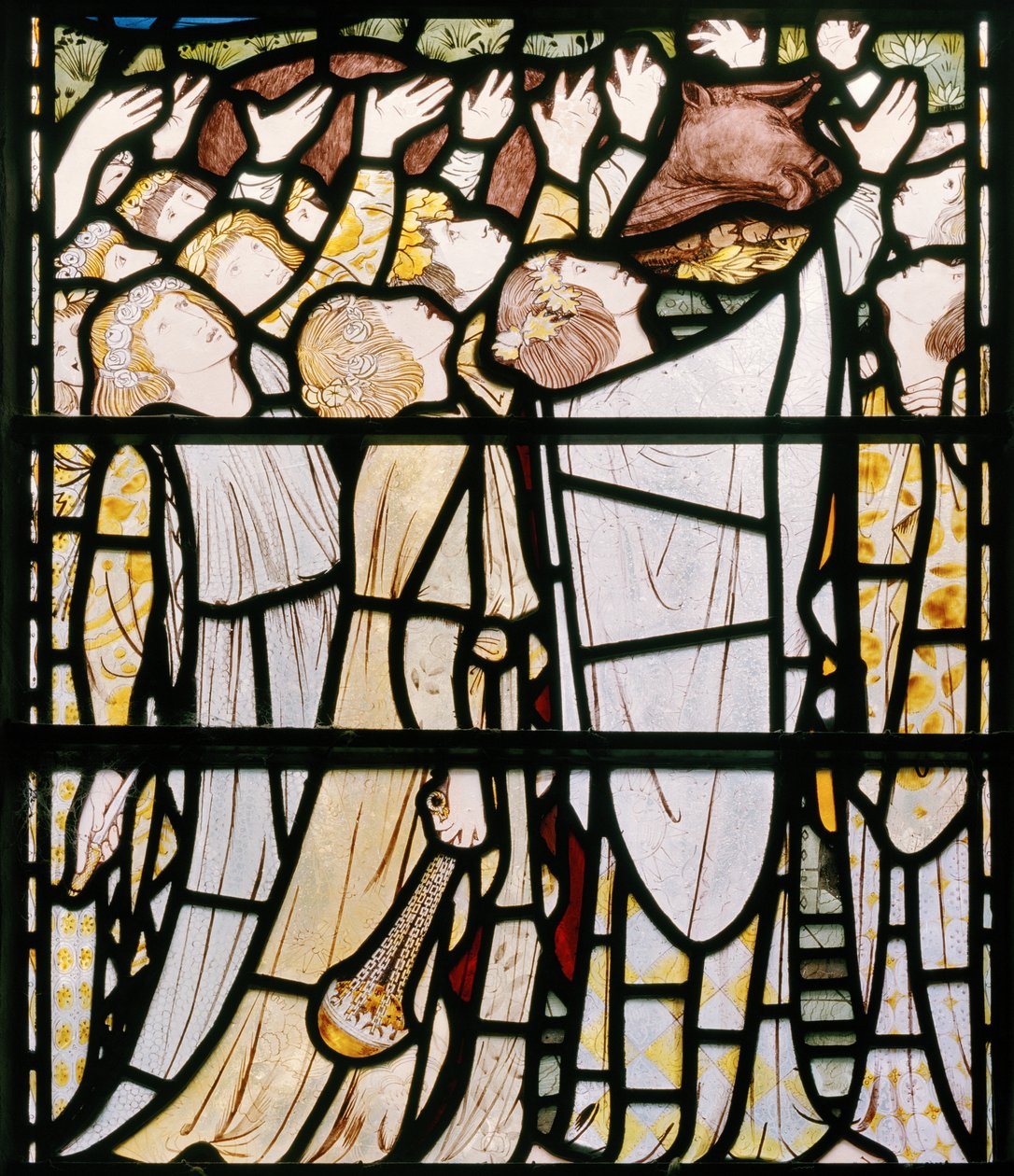 Elias e os sacerdotes de Baal, detalhe, 1863 (vitral) de Edward Burne Jones