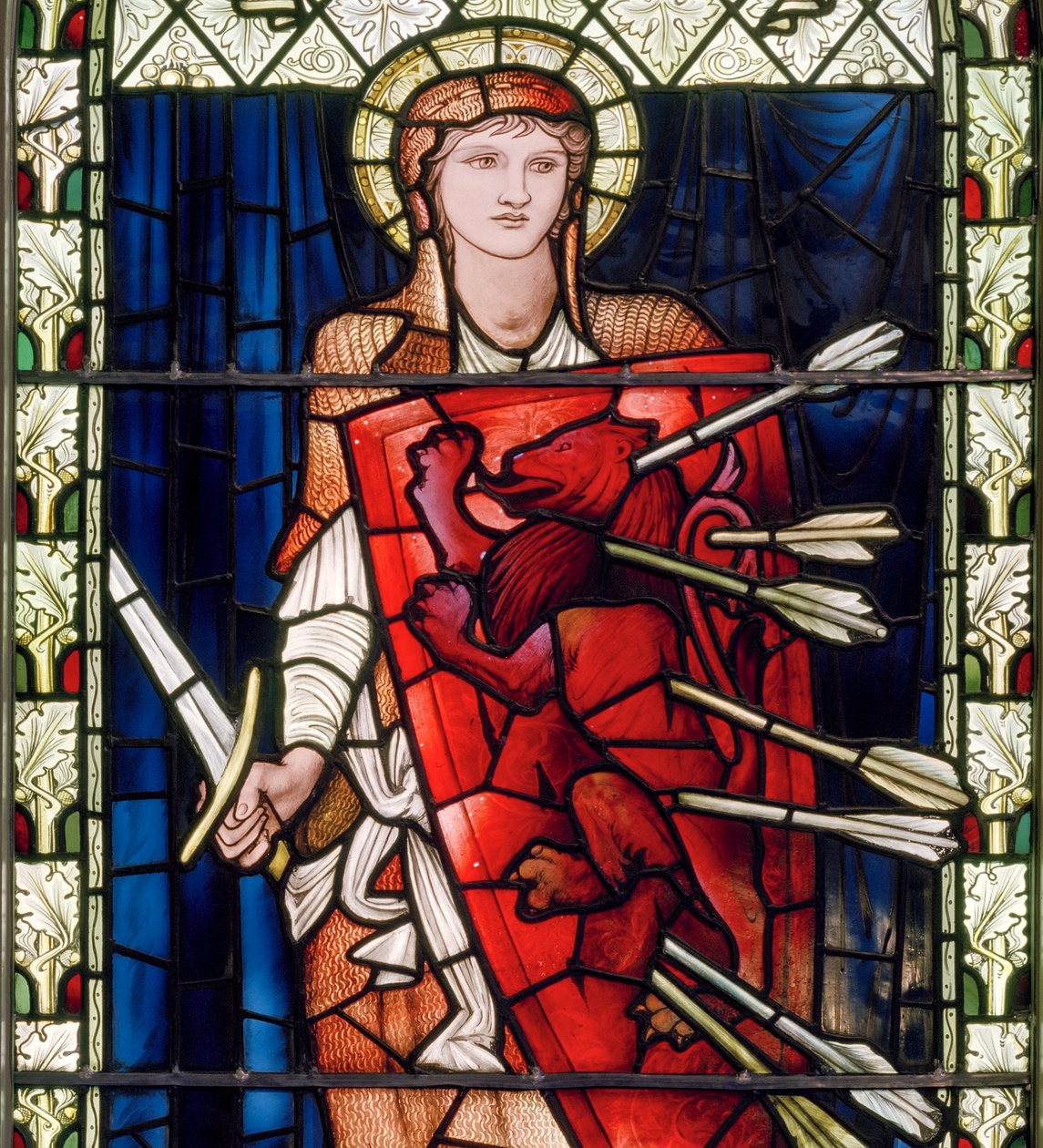 Figura de Fortitude, c.1896 (vitral) de Edward Burne Jones