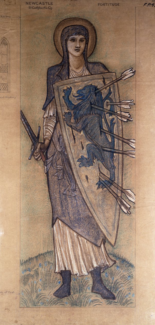 Fortitude: projeto para um vitral na Igreja de St. Cuthbert, Newcastle, c.1896 de Edward Burne Jones