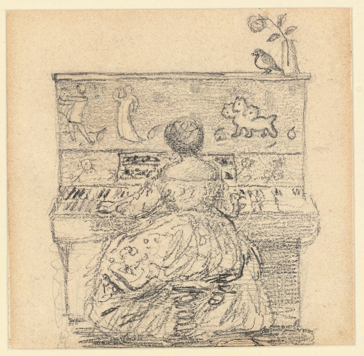 Georgiana Burne-Jones ao piano de Edward Burne Jones