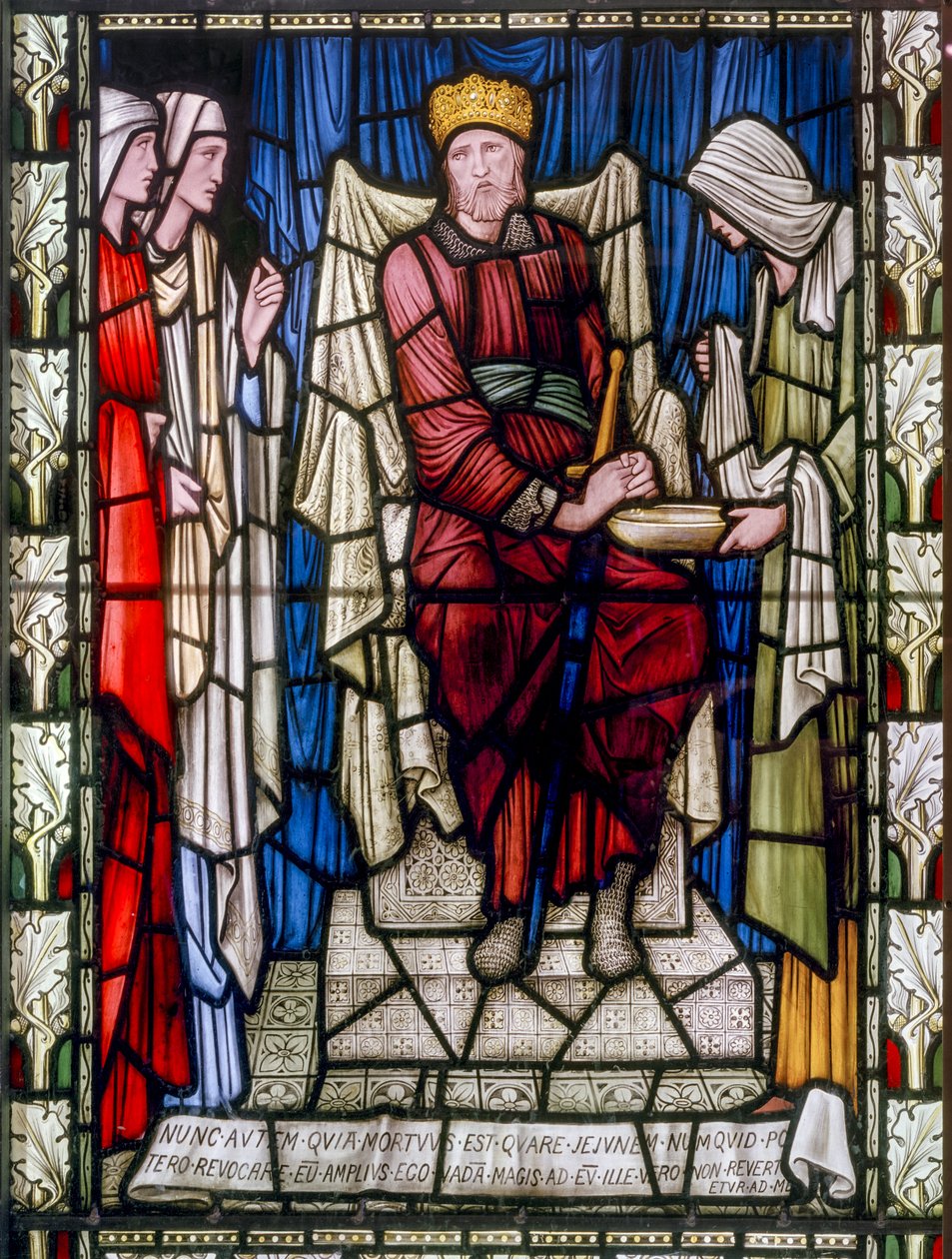 Rei Davi e Caridade, c.1896 (vitral) de Edward Burne Jones