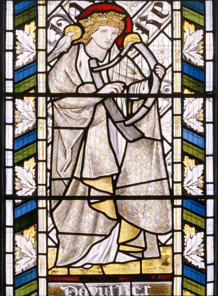 Rei David, detalhe da janela do leste, 1866 (vitral) de Edward Burne Jones