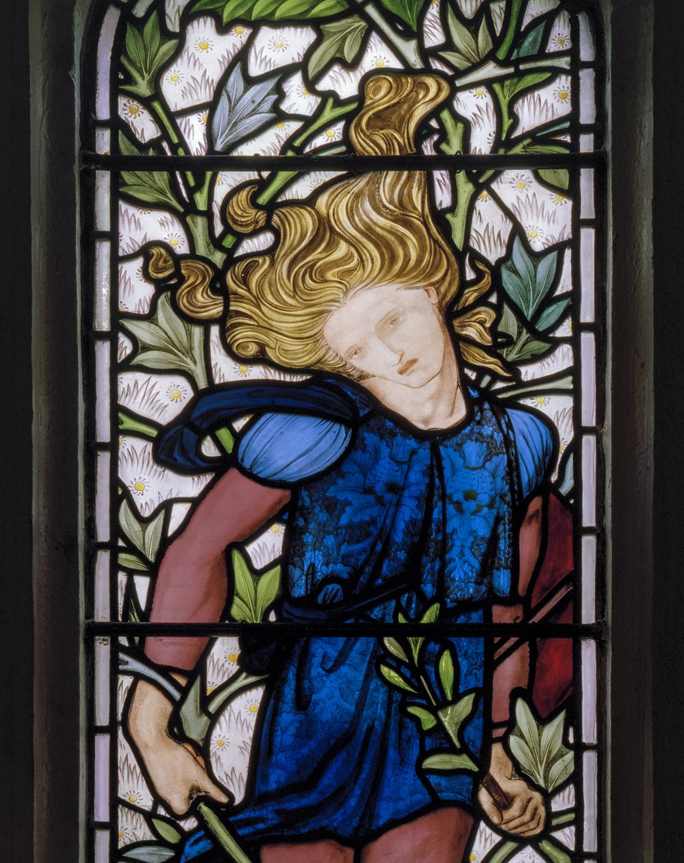 Knotty Ash, São João Evangelista, Morris Marshall e Faulkner & Co, Edward Burne-Jones, detalhe de Absalom, 1872 de Edward Burne Jones