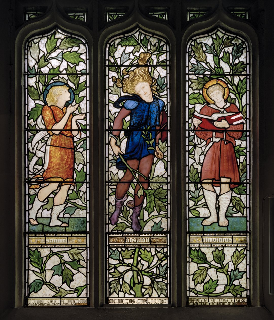 Knotty Ash, São João Evangelista, Morris Marshall e Faulkner & Co, Edward Burne-Jones, Samuel, Absalão e Timóteo, 1872 de Edward Burne Jones