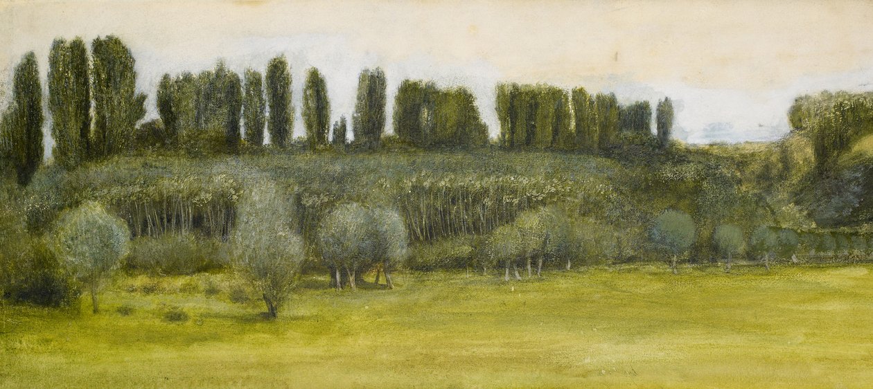 Paisagem com salgueiros e choupos, estudo de Edward Burne Jones