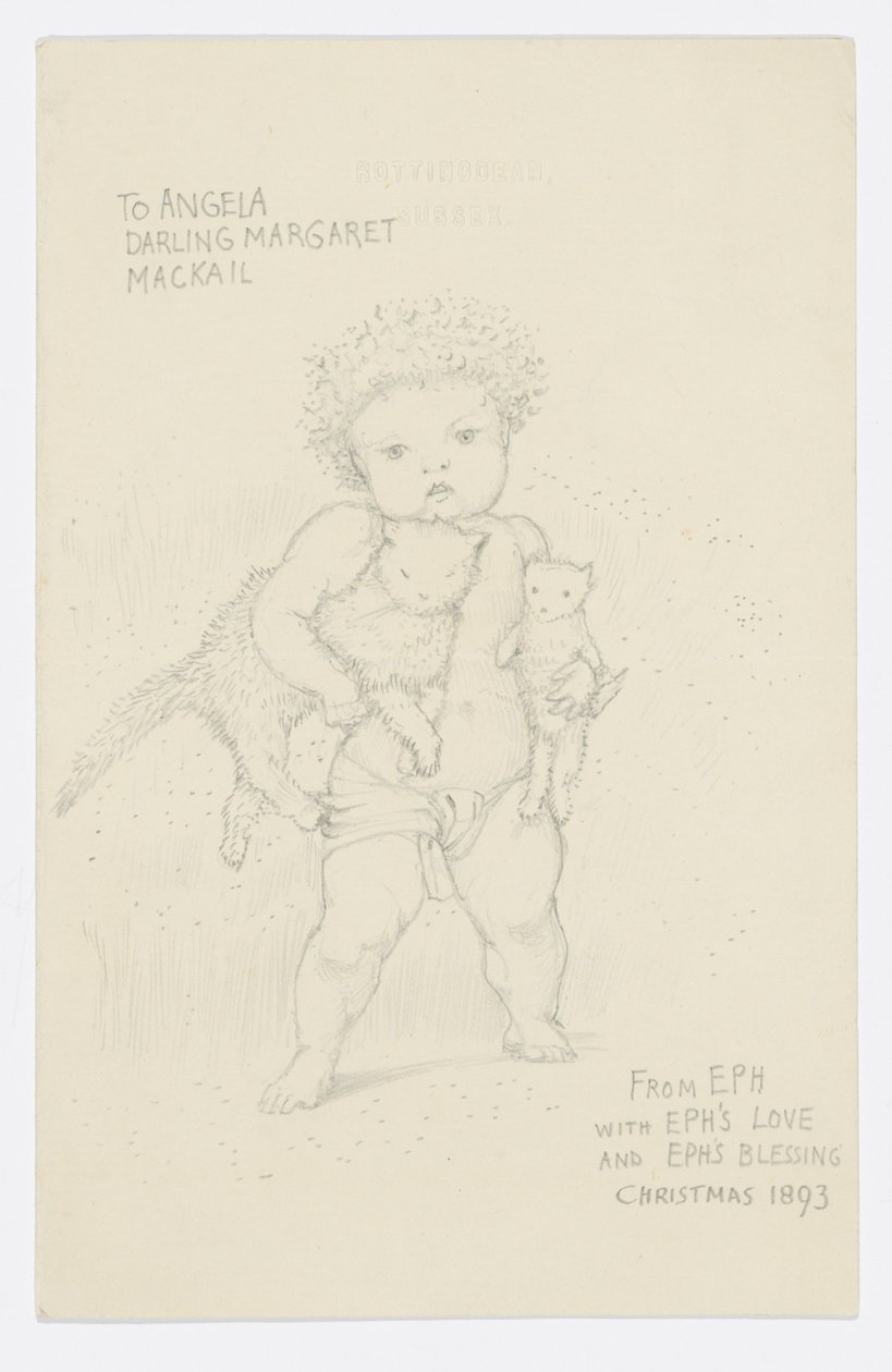 Carta para a neta do artista, Angela Thirkell (lápis sobre papel) de Edward Burne Jones