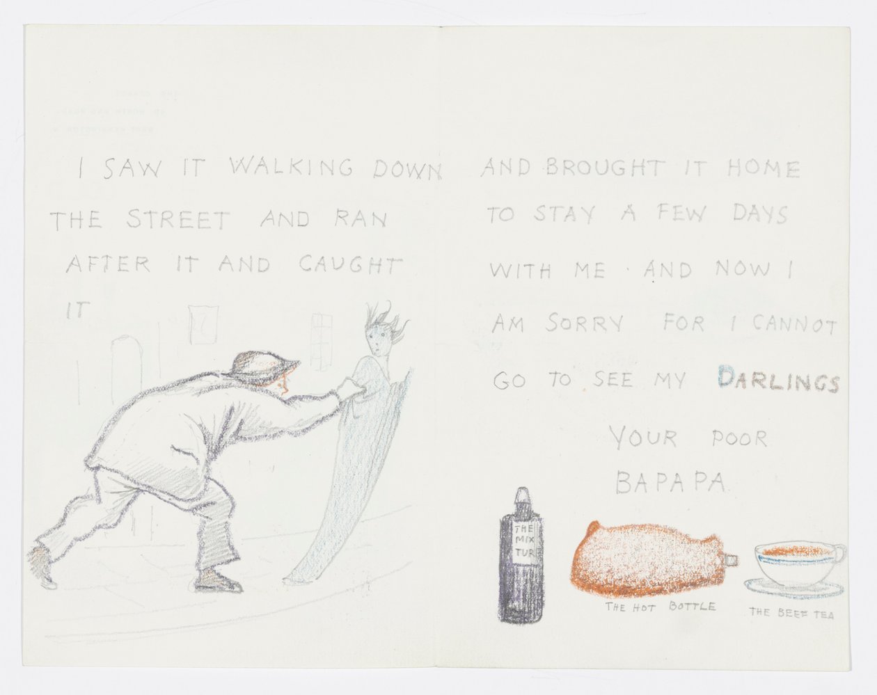 Carta para a neta do artista, Angela Thirkell (lápis sobre papel) de Edward Burne Jones