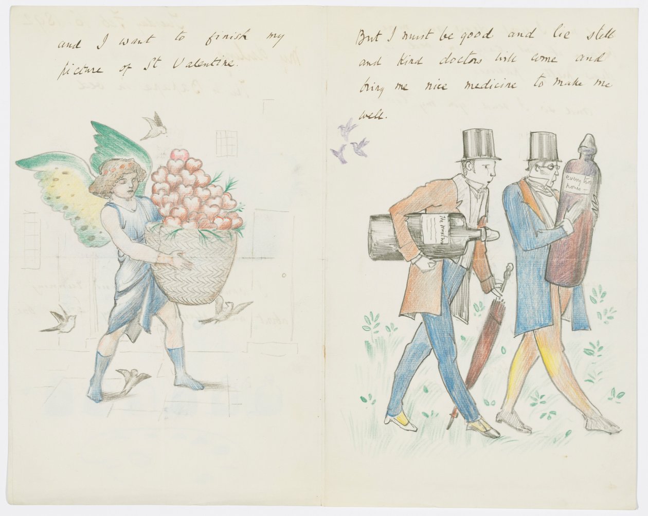 Carta para a neta do artista, Angela Thirkell (lápis sobre papel) de Edward Burne Jones