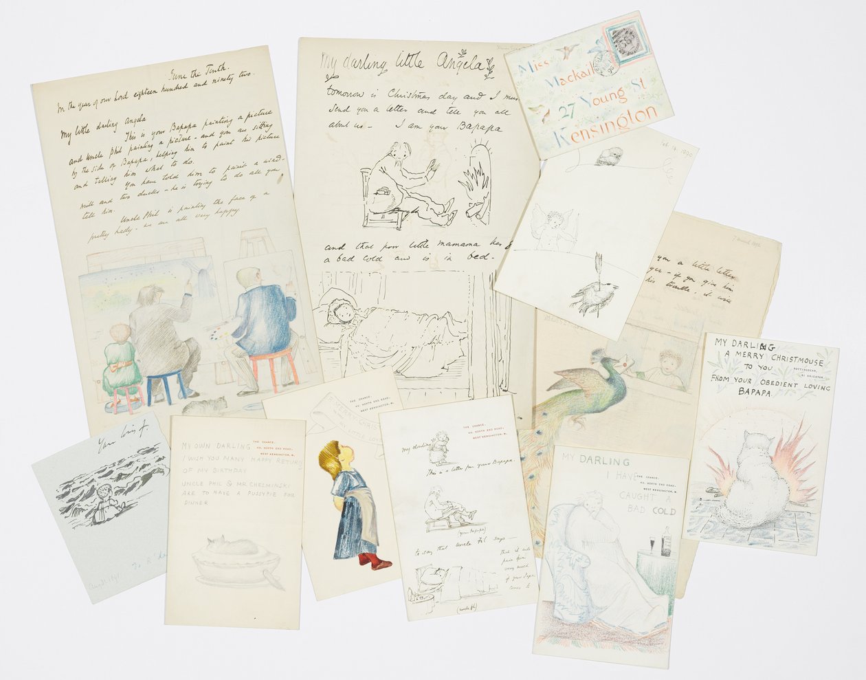 Carta para a neta do artista, Angela Thirkell (lápis sobre papel) de Edward Burne Jones