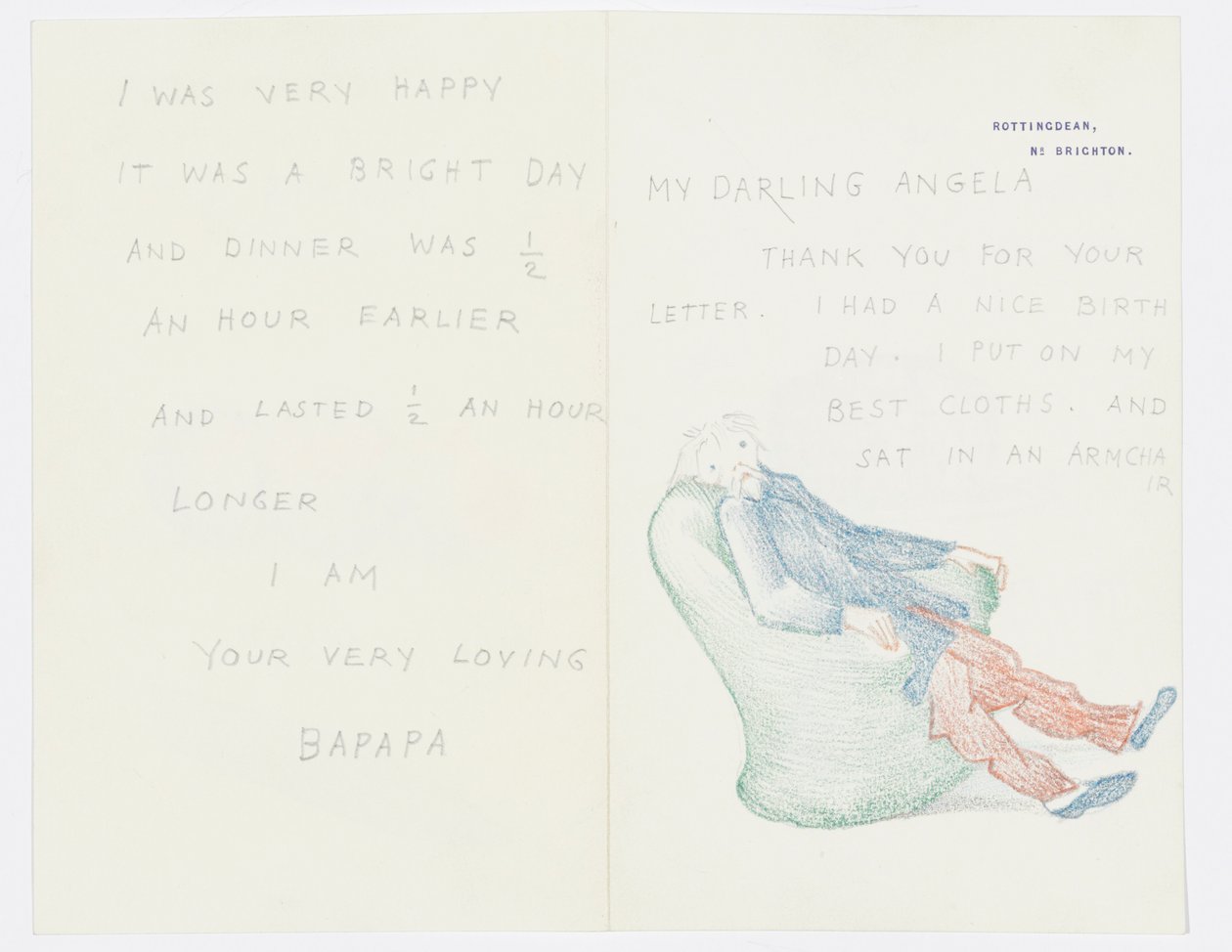 Carta para a neta do artista, Angela Thirkell (lápis sobre papel) de Edward Burne Jones