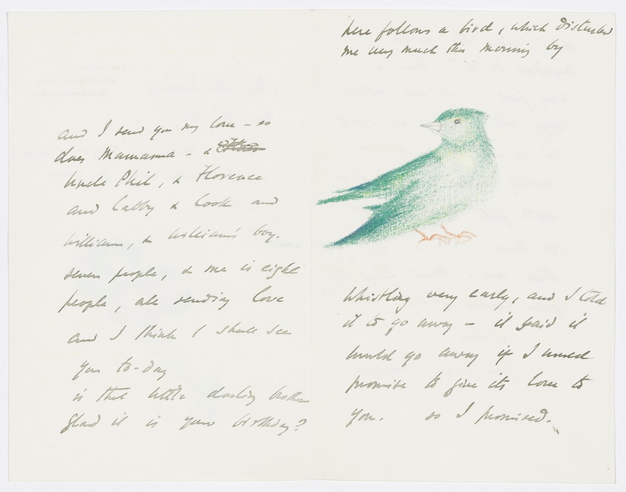 Carta para a neta do artista, Angela Thirkell (lápis sobre papel) de Edward Burne Jones