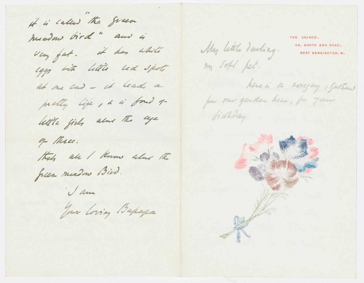 Carta para a neta do artista, Angela Thirkell (lápis sobre papel) de Edward Burne Jones