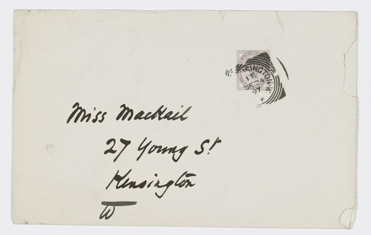 Carta para a neta do artista, Angela Thirkell (lápis sobre papel) de Edward Burne Jones