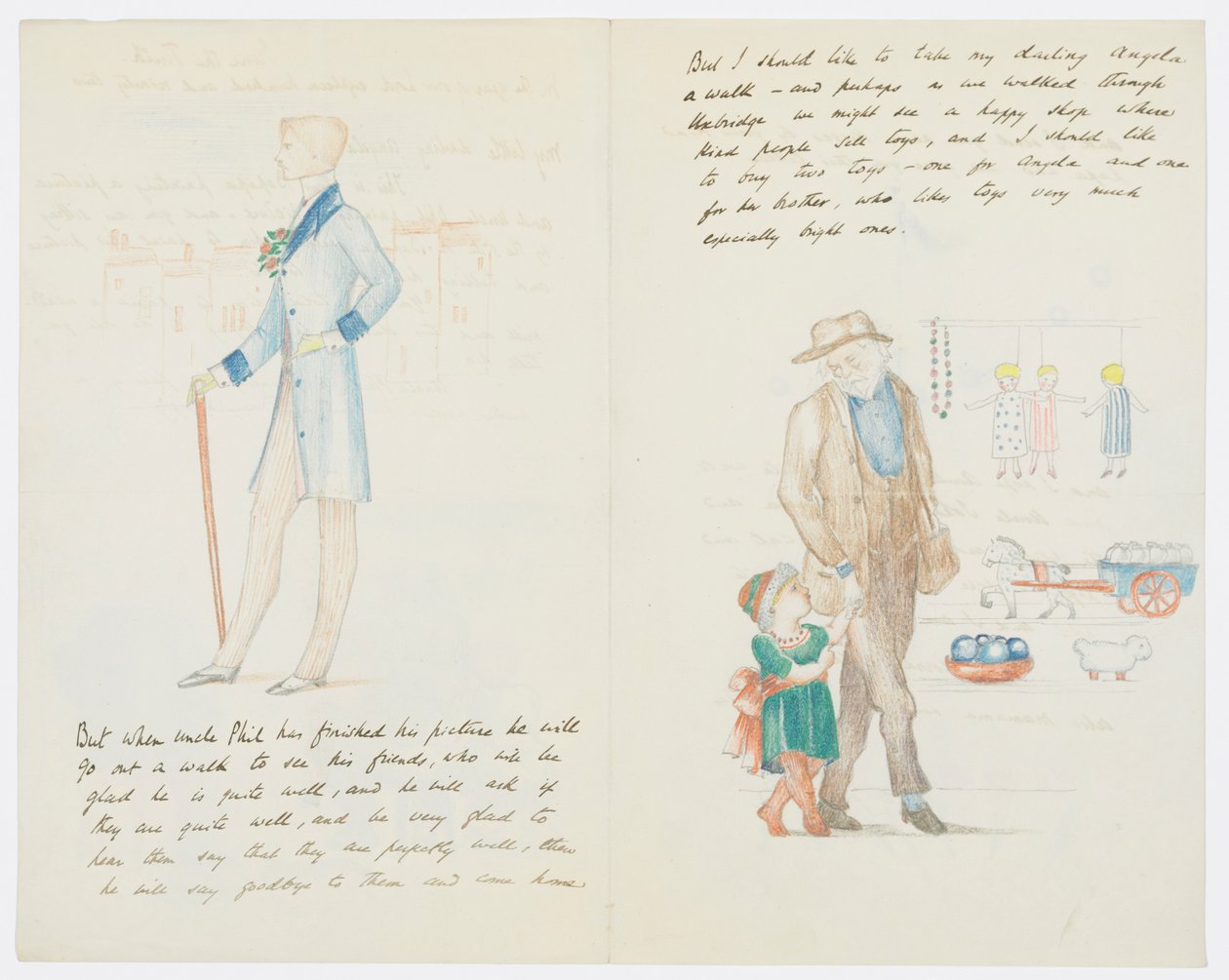 Carta para a neta do artista, Angela Thirkell (lápis sobre papel) de Edward Burne Jones