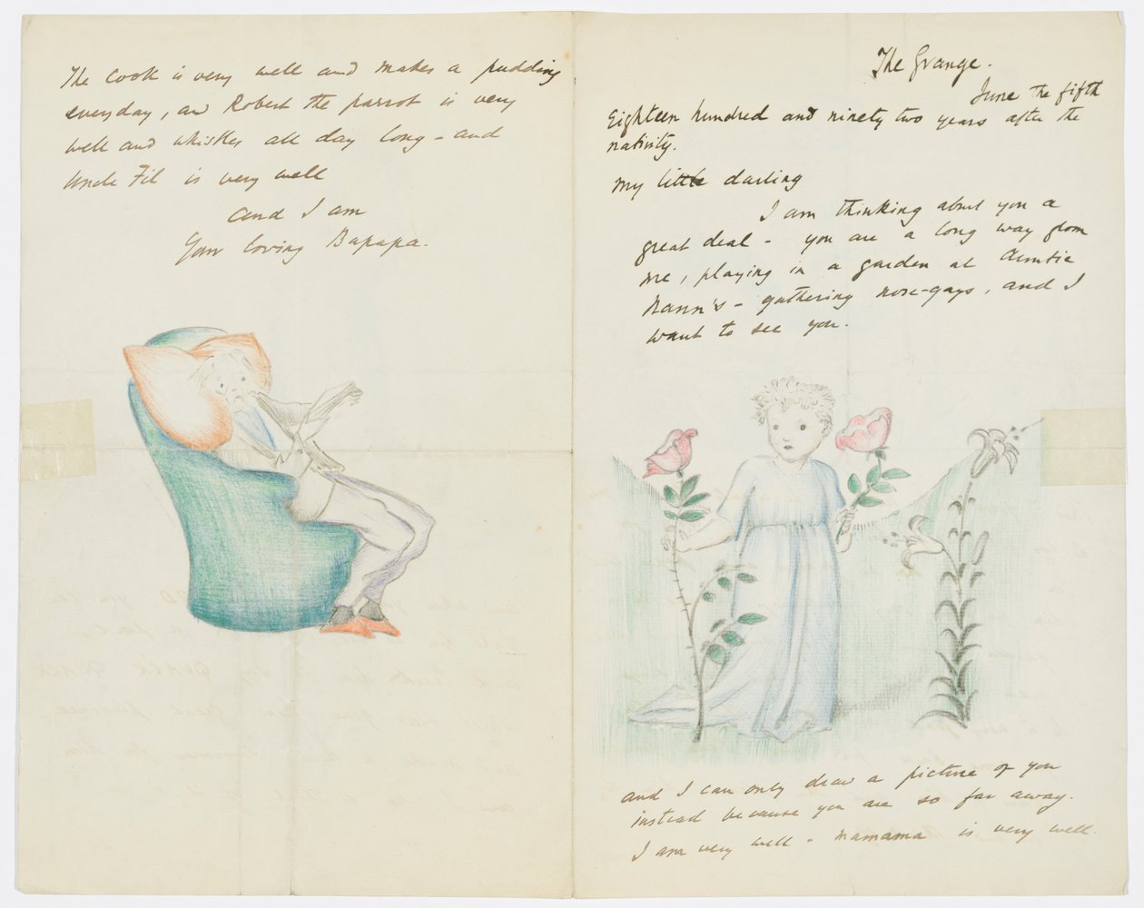 Carta para a neta do artista, Angela Thirkell (lápis sobre papel) de Edward Burne Jones