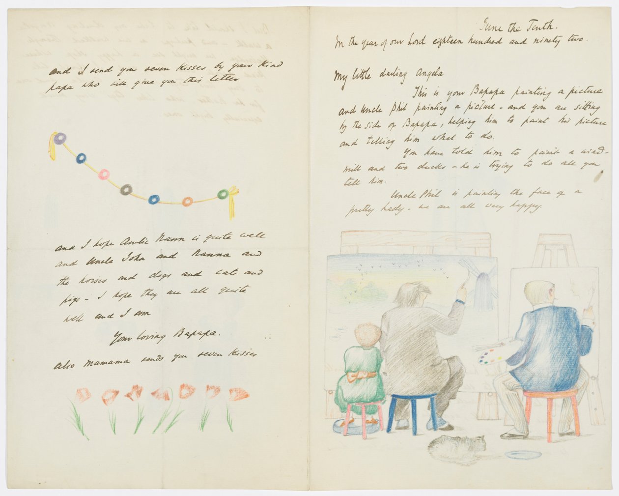 Carta para a neta do artista, Angela Thirkell (lápis sobre papel) de Edward Burne Jones