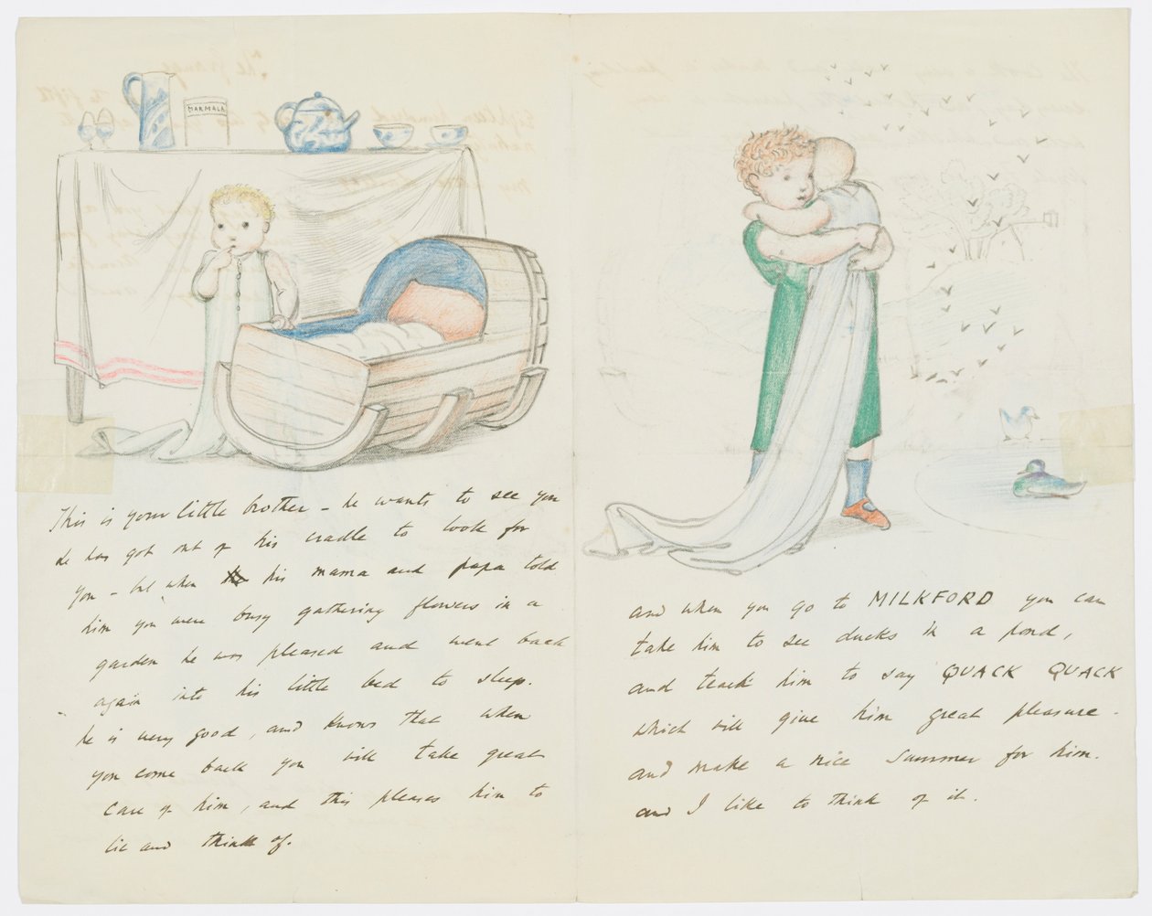 Carta para a neta do artista, Angela Thirkell (lápis sobre papel) de Edward Burne Jones