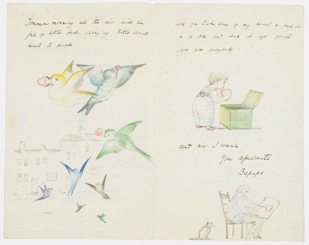 Carta para a neta do artista, Angela Thirkell (lápis sobre papel) de Edward Burne Jones