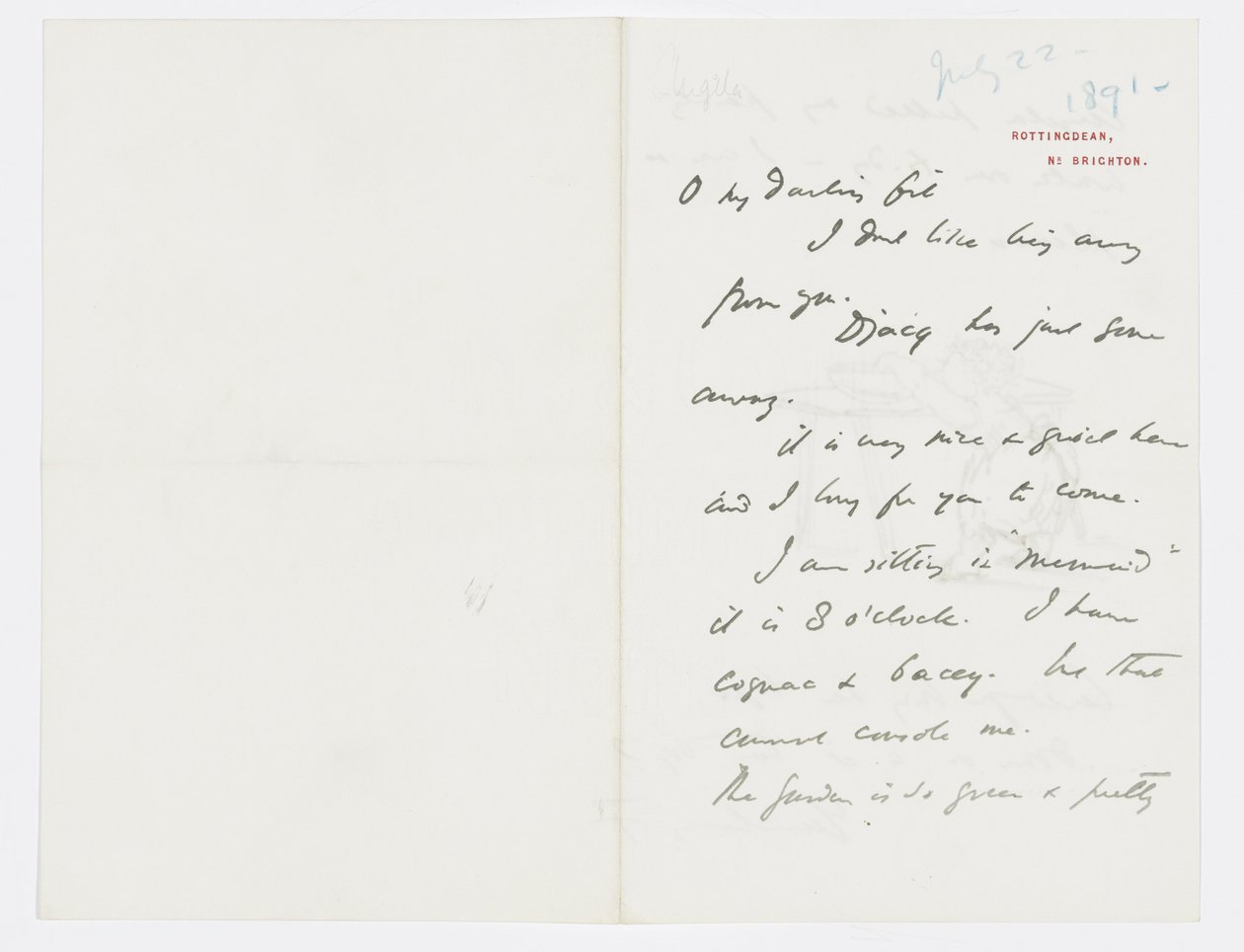 Carta para a neta do artista, Angela Thirkell (lápis sobre papel) de Edward Burne Jones