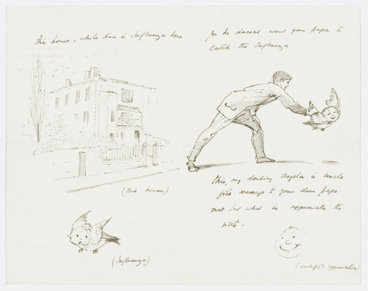 Carta para a neta do artista, Angela Thirkell (lápis sobre papel) de Edward Burne Jones