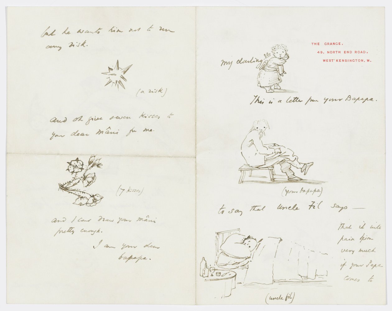 Carta para a neta do artista, Angela Thirkell (lápis sobre papel) de Edward Burne Jones