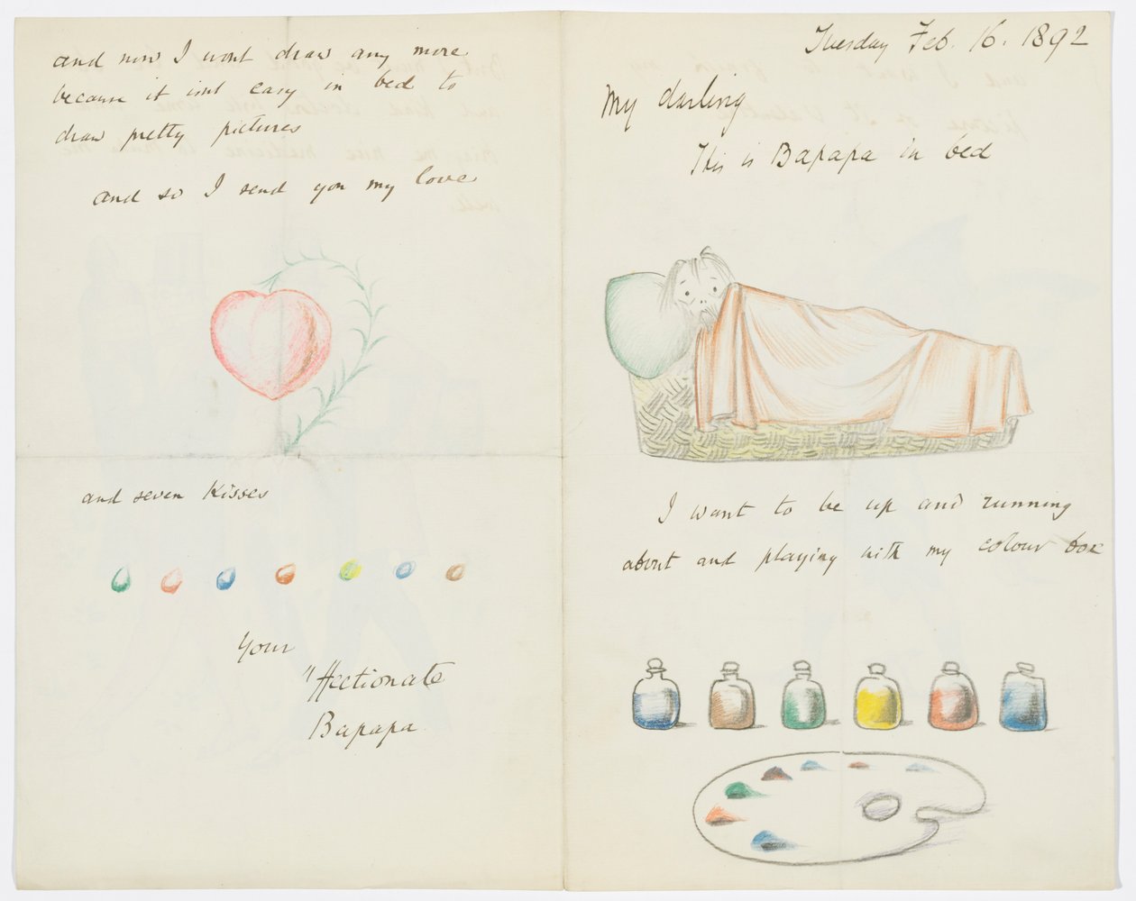 Carta para a neta do artista, Angela Thirkell (lápis sobre papel) de Edward Burne Jones