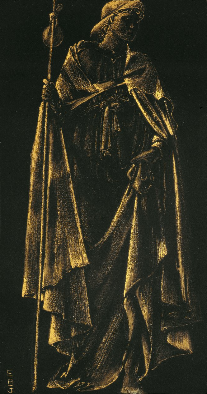Anjo Ministrante (tinta dourada sobre papel) de Edward Burne Jones