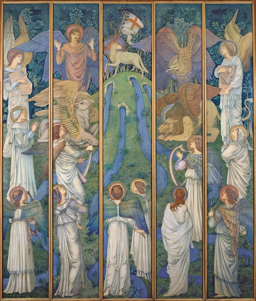 Paraíso, com a Adoração do Santo Cordeiro, c.1875-80 de Edward Burne Jones