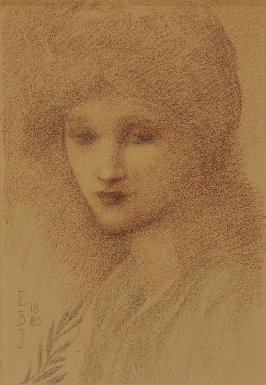 Retrato de Laura Lyttelton, nee Tennant, com os olhos abatidos, 1885 de Edward Burne Jones