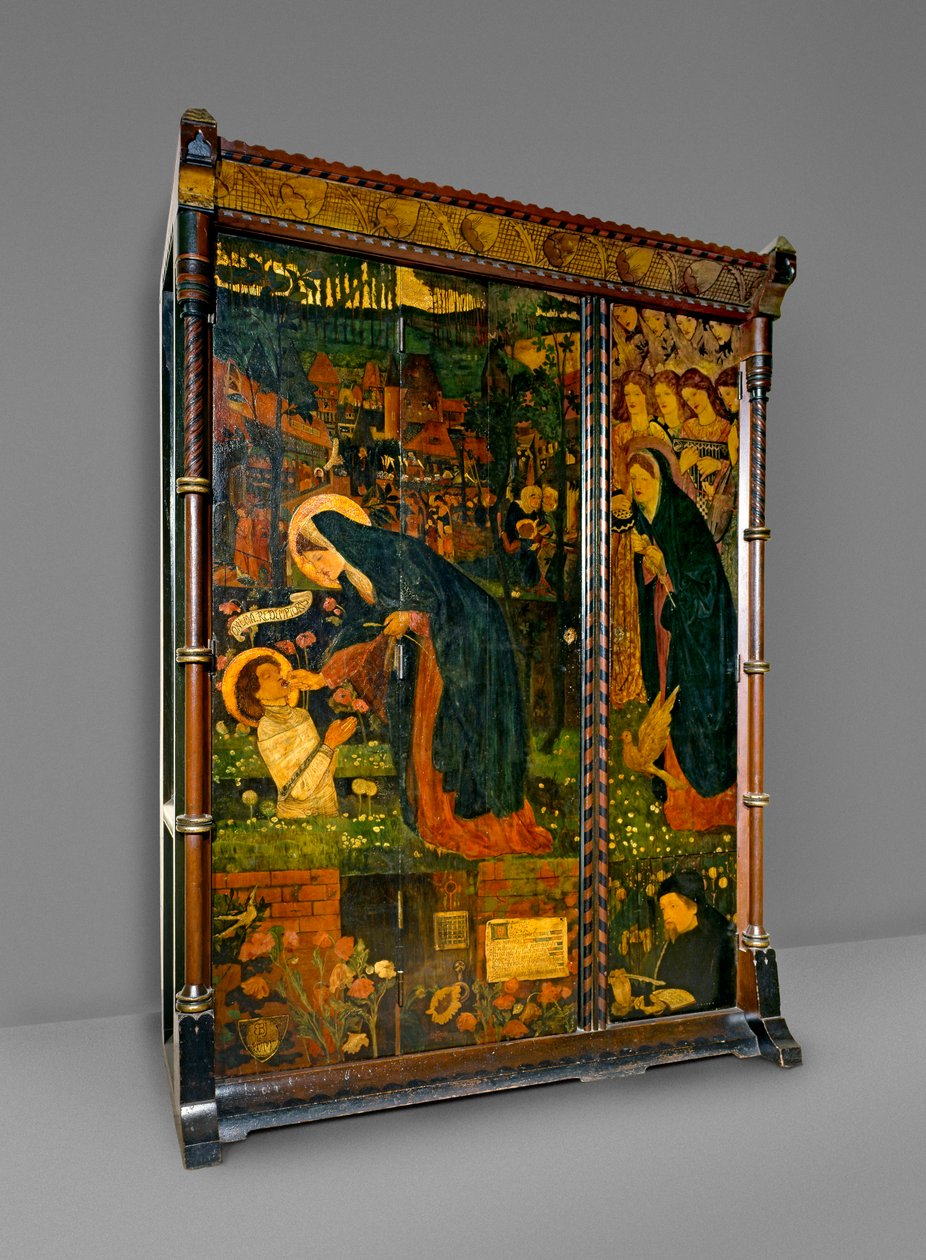 Guarda-Roupa do Prioress, 1859 (pinho pintado e carvalho) de Edward Burne Jones