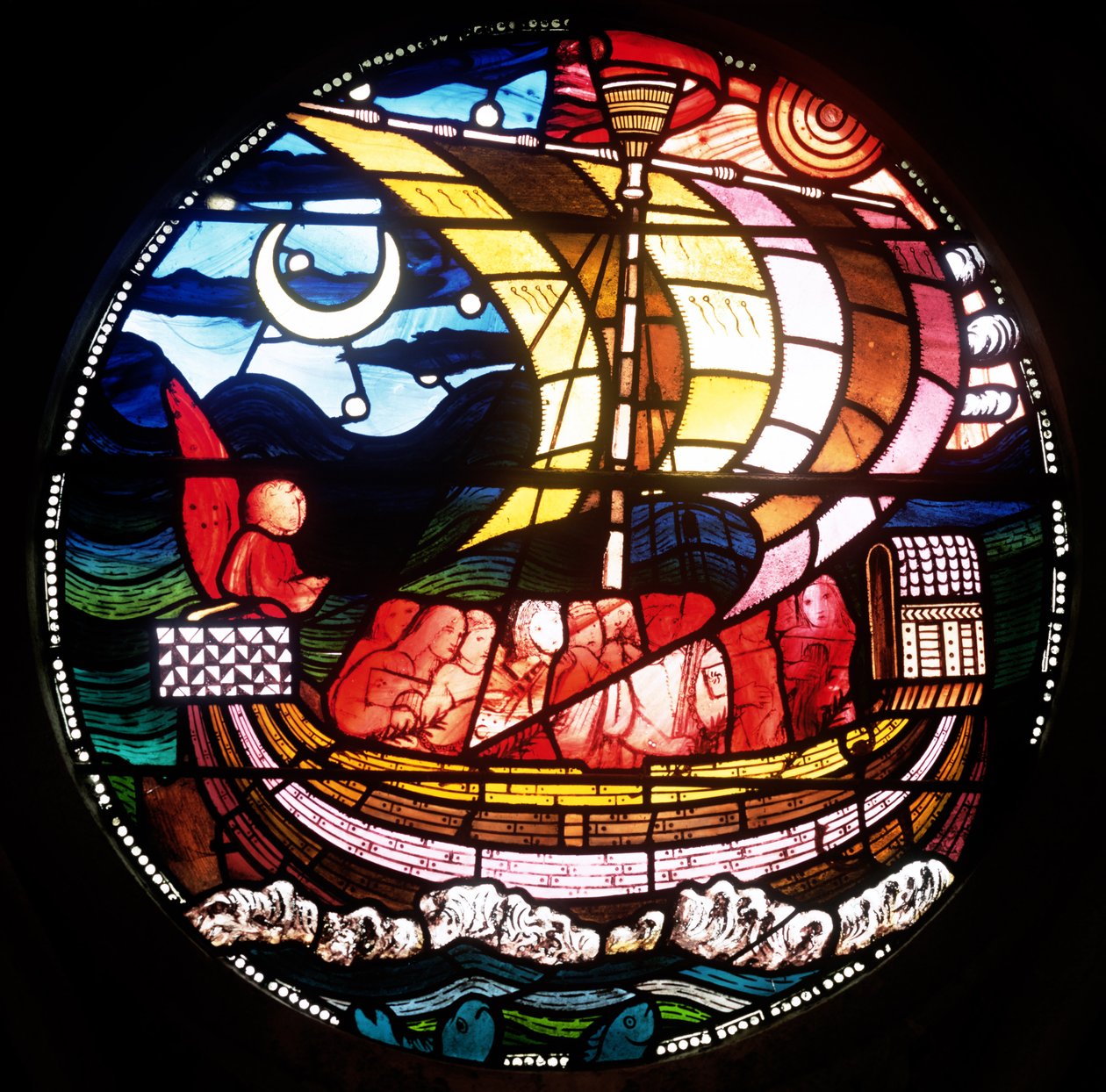 Ship of Souls, provavelmente 1859 detalhe de vidro manchado de 120.181 de Edward Burne Jones