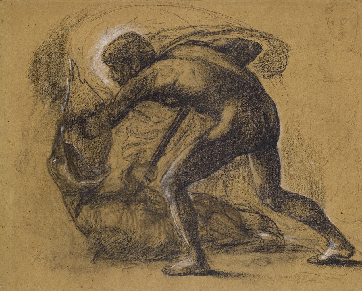 São Jorge e o Dragão (lápis sobre papel) de Edward Burne Jones