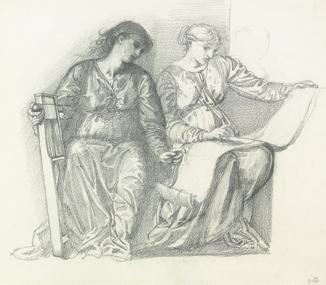 Estudo para "Música", c.1865 de Edward Burne Jones