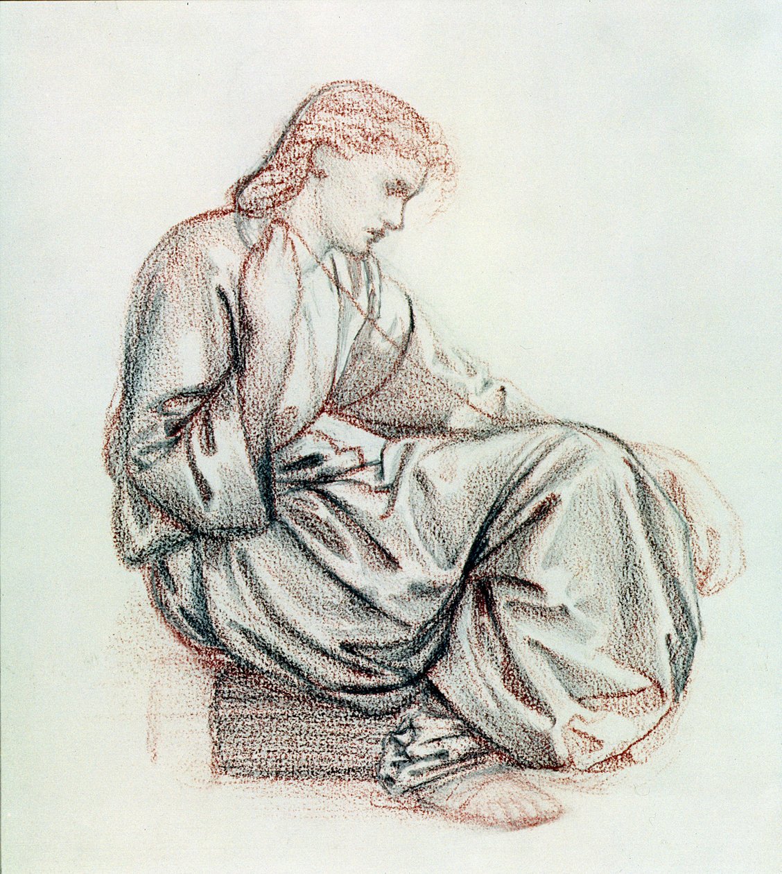 Estudo para os destinos (lápis e giz vermelho sobre papel) de Edward Burne Jones