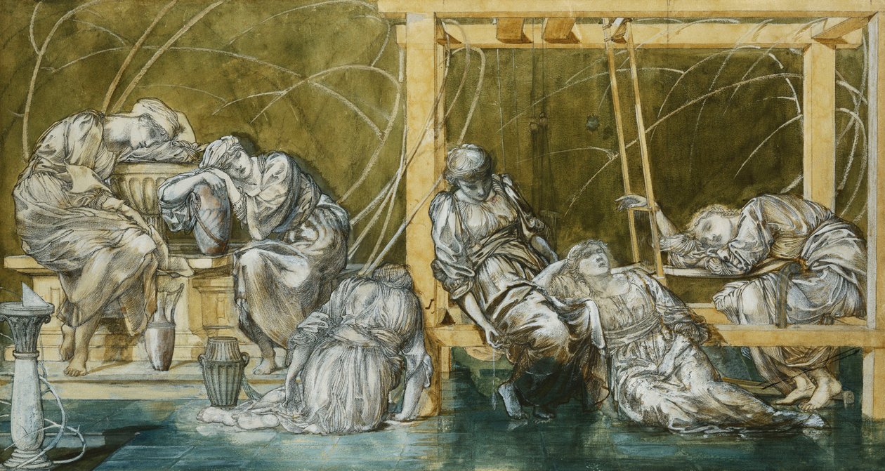 Estudo para "The Garden Court", de Edward Burne Jones