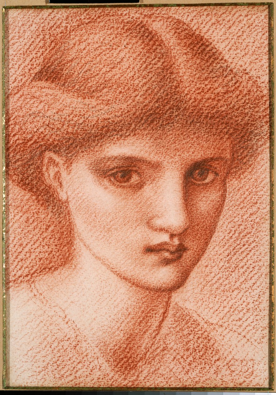 Estudo da cabeça de uma garota de Edward Burne Jones