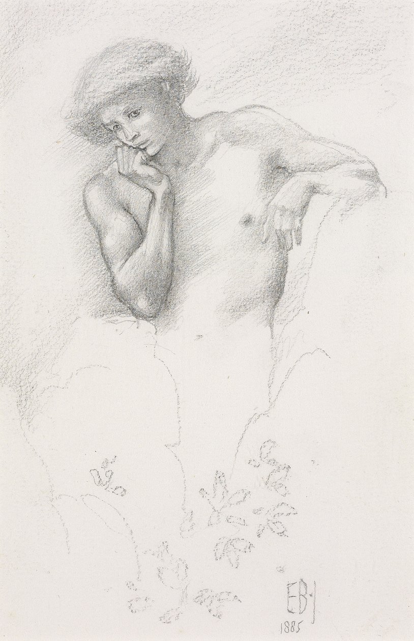 Estudo de uma fada da colina para "Arthur in Avalon", 1885 de Edward Burne Jones