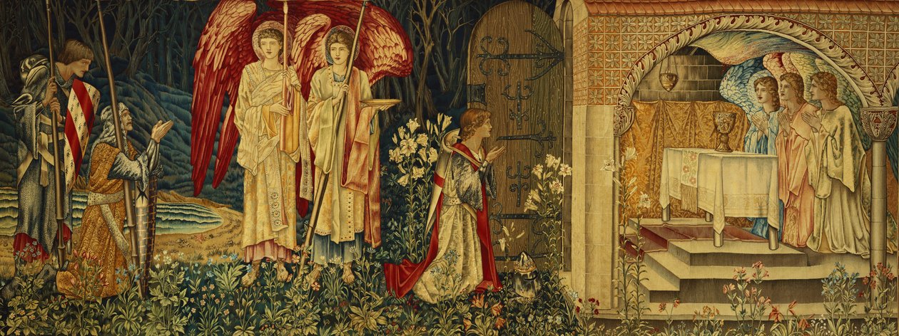 A conquista do Santo Graal por Sir Galahad, Sir Bors e Sir Percival, de Edward Burne Jones