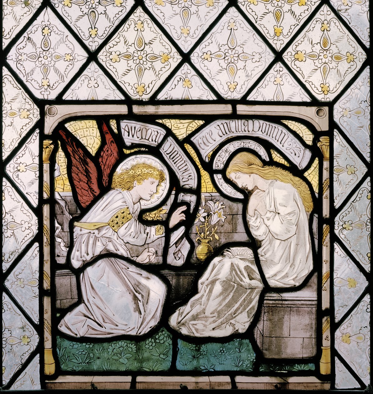 A Anunciação, detalhe da janela do leste, 1865 (vitral) de Edward Burne Jones