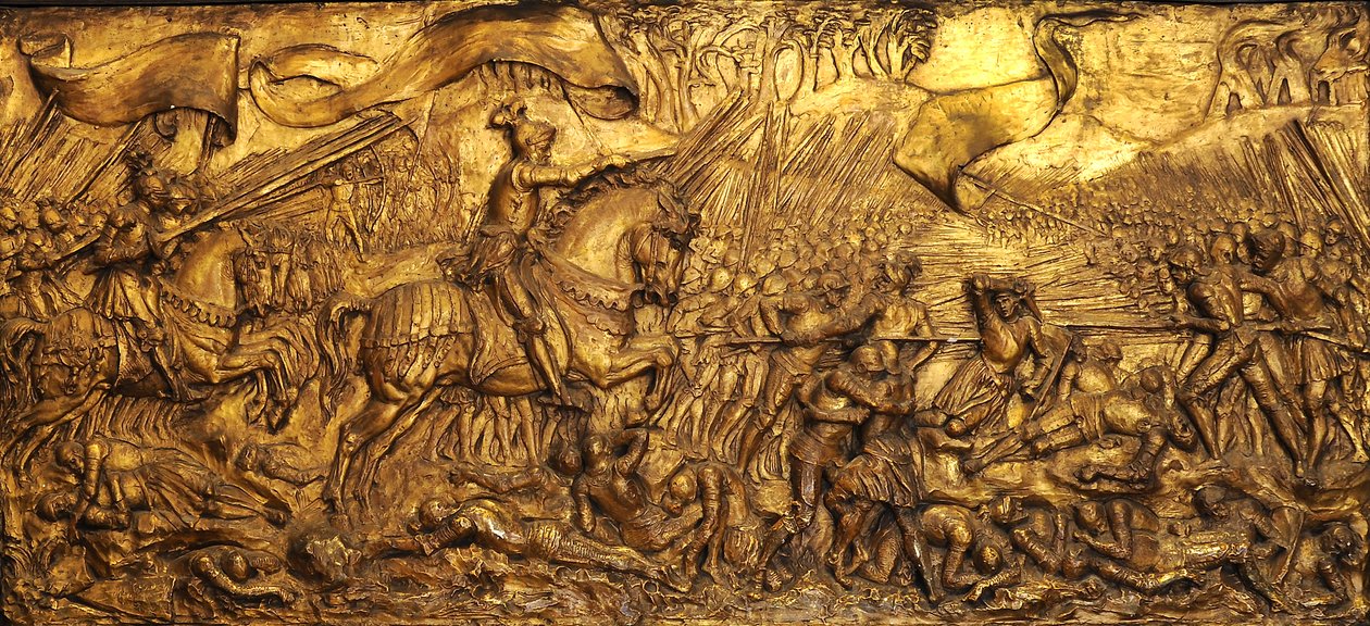 A Batalha de Flodden Field, 1881-82 (gesso dourado) de Edward Burne Jones