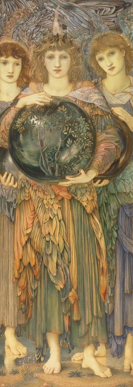 Os Dias da Criação: O Terceiro Dia, 1870-76 (wc, guache, ouro shell e pintura platina no painel coberto de linho) de Edward Burne Jones