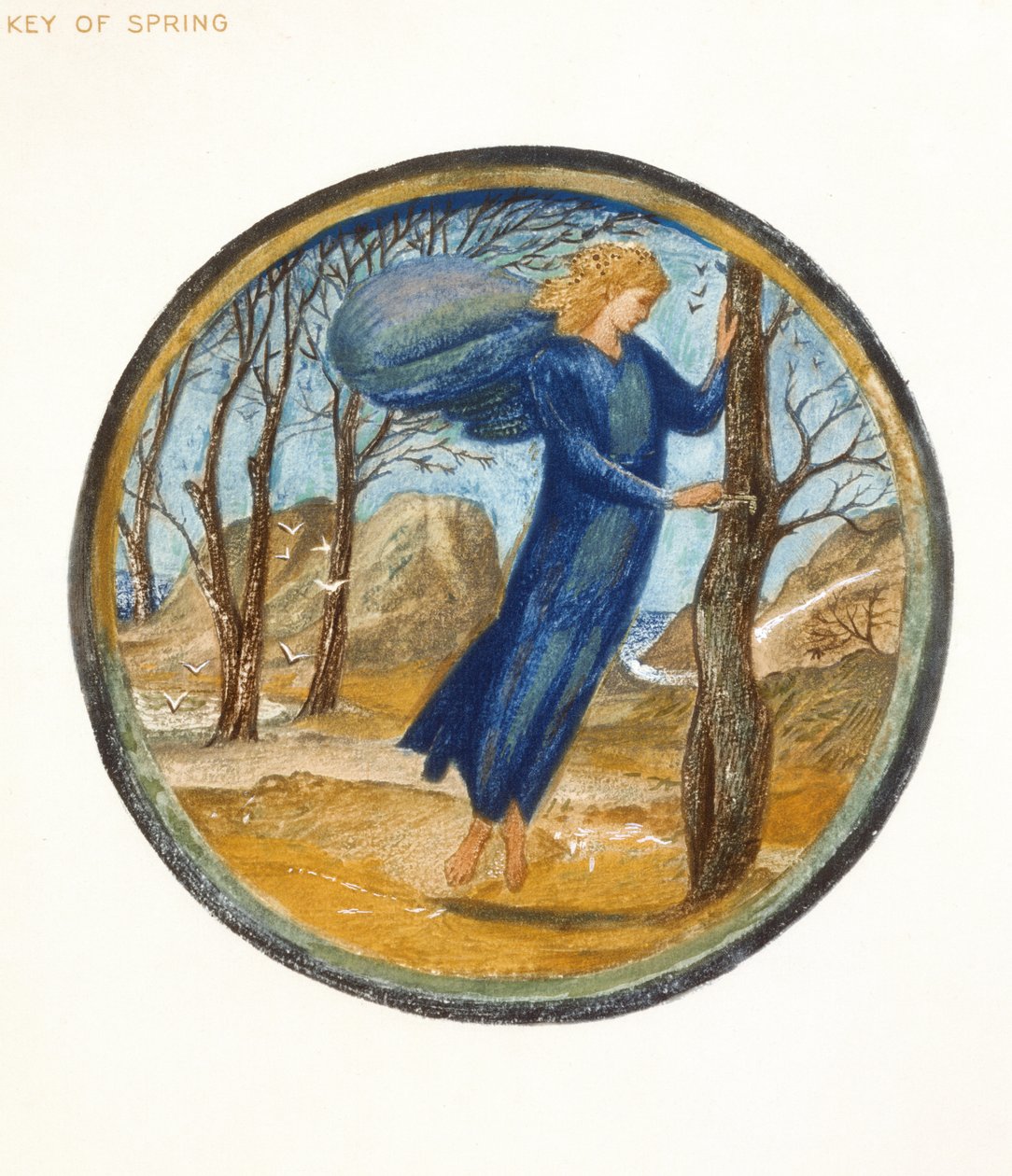 O Livro das Flores: XI. Key of Spring, 1905 (litografia com guache sobre papel) de Edward Burne Jones