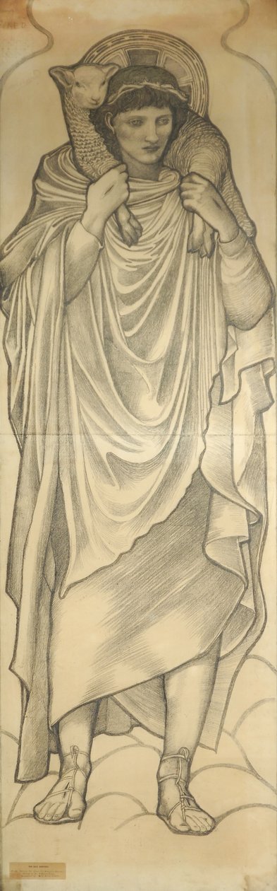 O Bom Pastor, 1880 (giz no papel) de Edward Burne Jones