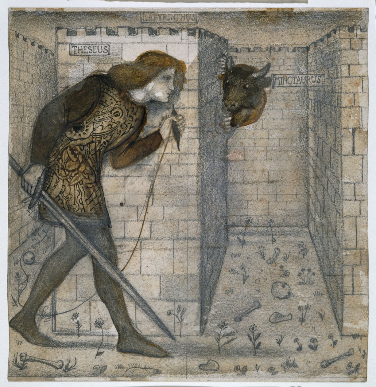 Theseus e o Minotauro no Labirinto de Edward Burne Jones