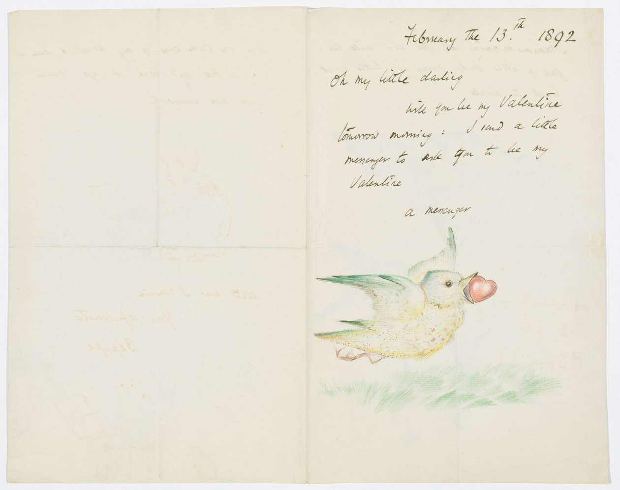 Valentine, Carta para a neta do artista, Angela Thirkell, 13 de fevereiro de 1892 de Edward Burne Jones