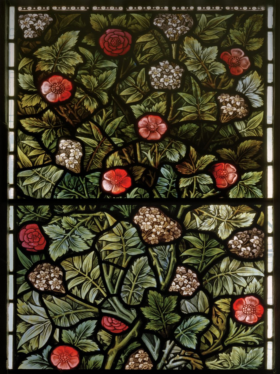 Wilden, Todos os Santos, Morris & Co., Edward Burne-Jones, John Henry Dearle (1859-1932), Folhagem, detalhe, 1902-1914, Louisa, Alfred, Os Baldwins, Primeiro Ministro, Metodista, Worcestershire, Artes e Ofícios, de Edward Coley and Dearle Burne Jones