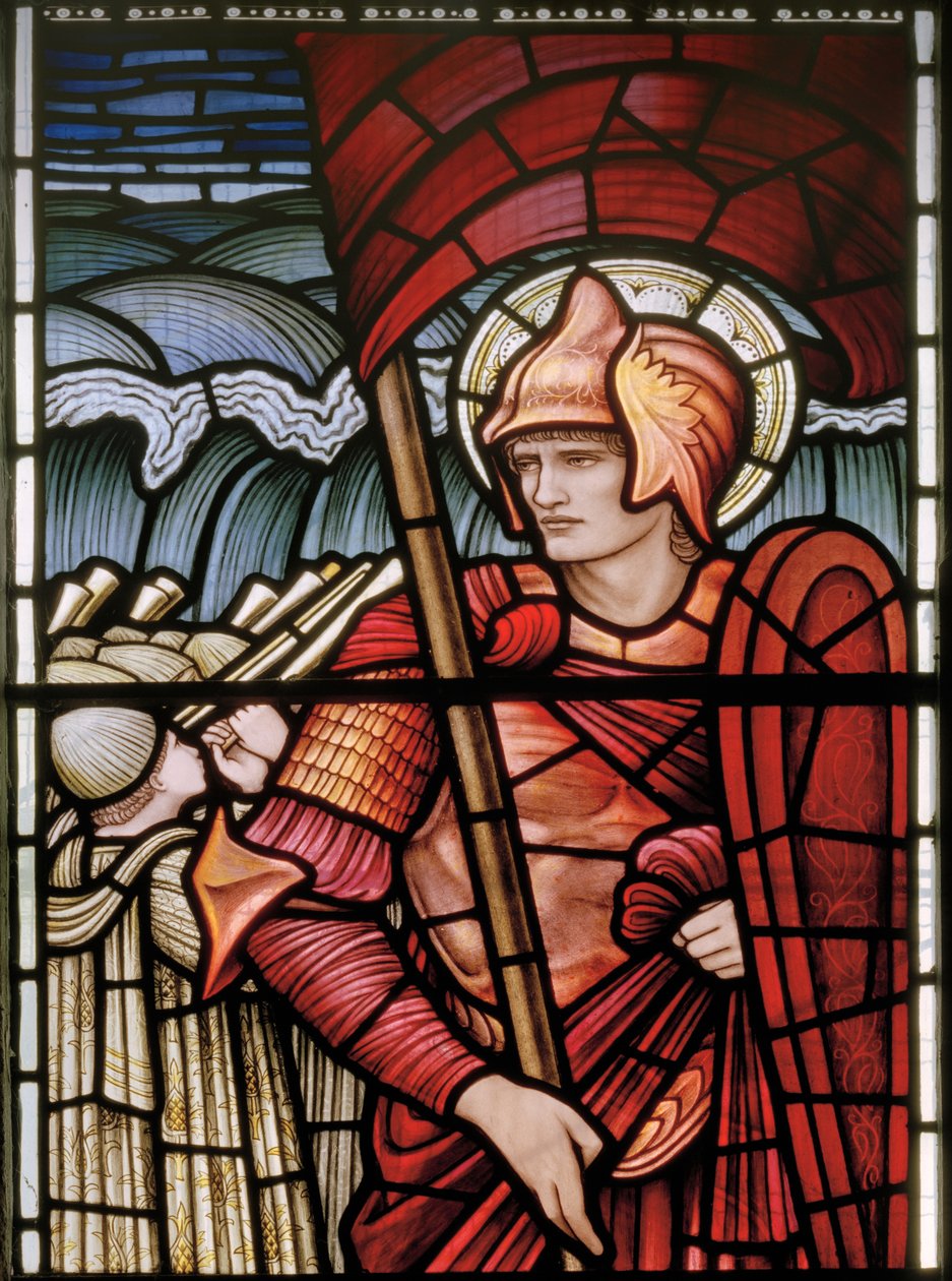 Wilden, Todos os Santos, Morris & Co., Edward Burne-Jones, John Henry Dearle (1859-1932), Josué, detalhe, 1902-1914, Louisa, Alfred, Os Baldwins, Primeiro Ministro, Metodista, Worcestershire, Artes e Ofícios, de Edward Coley and Dearle Burne Jones