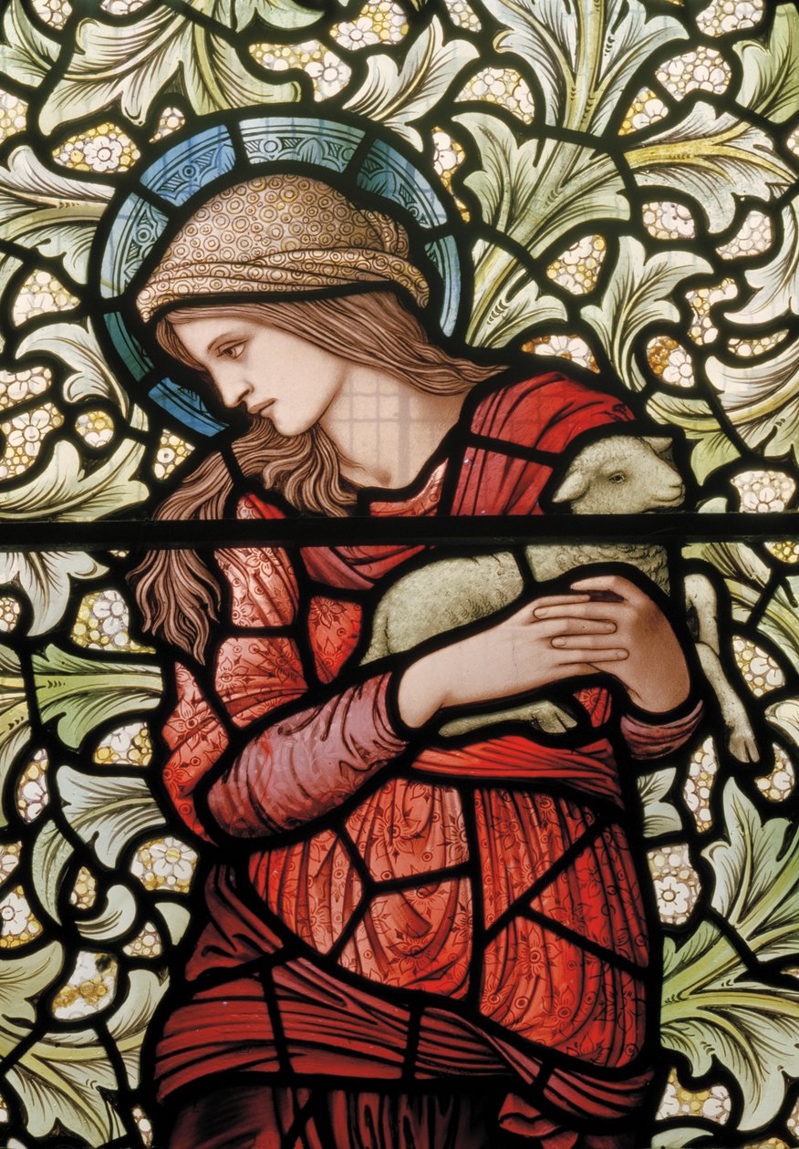 Wilden, Todos os Santos, Morris & Co., Edward Burne-Jones, John Henry Dearle (1859-1932), Santa Inês, detalhe, 1902-1914, Louisa, Alfred, Os Baldwins, Primeiro Ministro, Metodista, Worcestershire, Artes e Ofícios de Edward Coley and Dearle Burne Jones