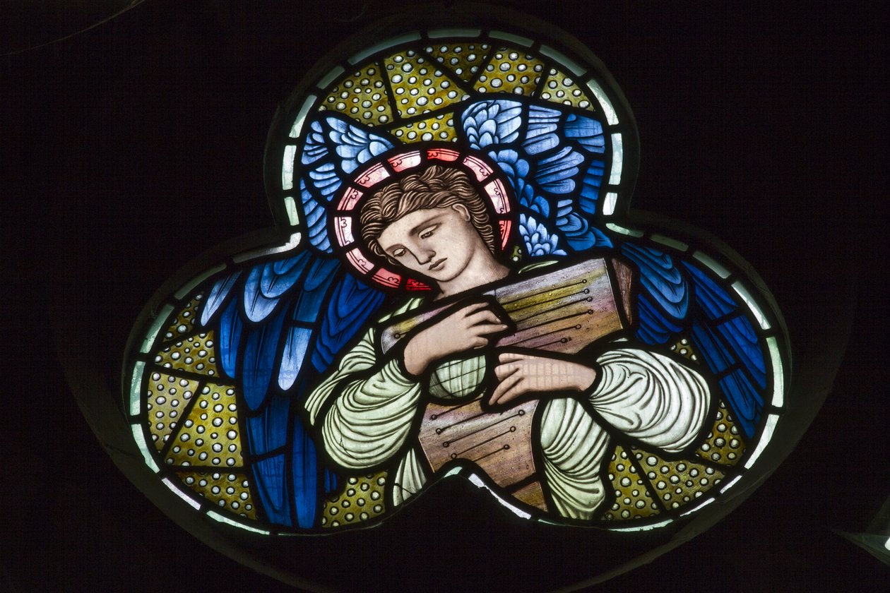 Wilden, All Saints, Morris & Co., Edward Burne-Jones, John Henry Dearle (1859-1932), Angels with Dulcimer, Angel Musicians de Edward Coley and Dearle John Henry  Burne Jones